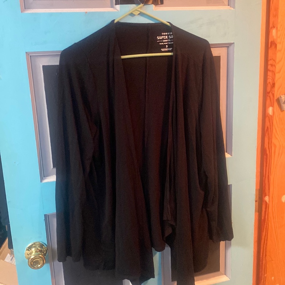 Torrid Black Open Front Cardigan